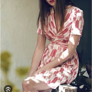 Heinui silk/cotton pink dress in ‘legs’ print. Made in Spain.